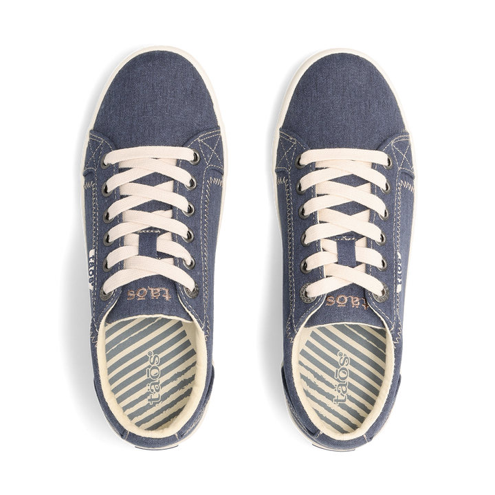 Top down image of Taos Footwear Star Blue Wash Canvas Size 5