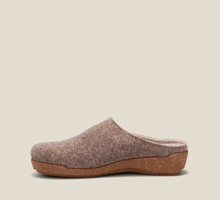 Load image into Gallery viewer, &quot;Instep of Woollery Warm Sand Two-tone wool slip on clog with cork detail, a footbed, &amp; rubber outsole 36&quot;
