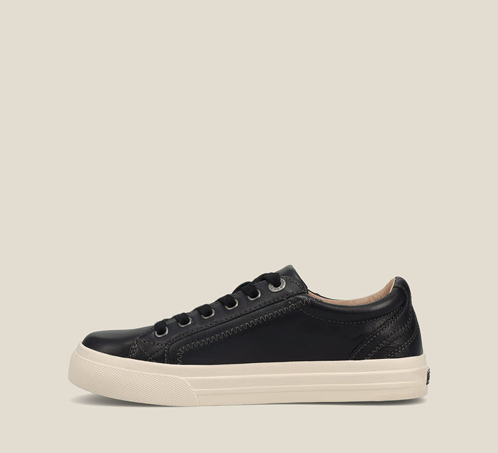 Instep of Plim Soul Lux Black Leather leather sneaker featuring a polyurethane removable footbed with rubber outsole 6