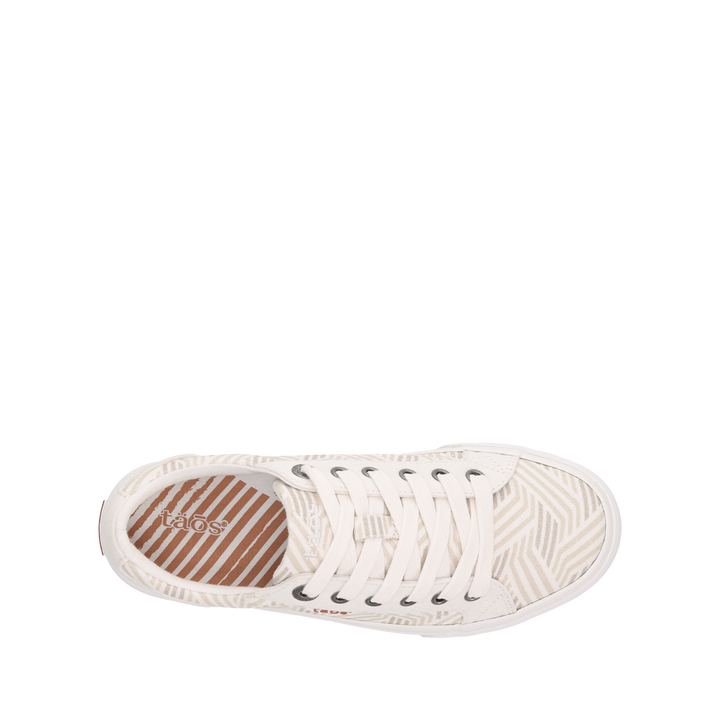 Top down image of Taos Footwear Plim Soul Geo Print White Multi Size 6