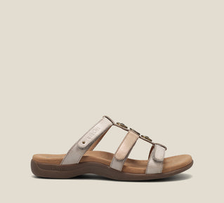 Load image into Gallery viewer, side image of Prize 4 Stone Multi leather slide on Sandals
