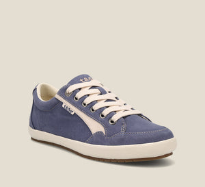 Hero image of Shooting Star Grey Beige Distressed Canvas lace up sneaker with removeable footbed.