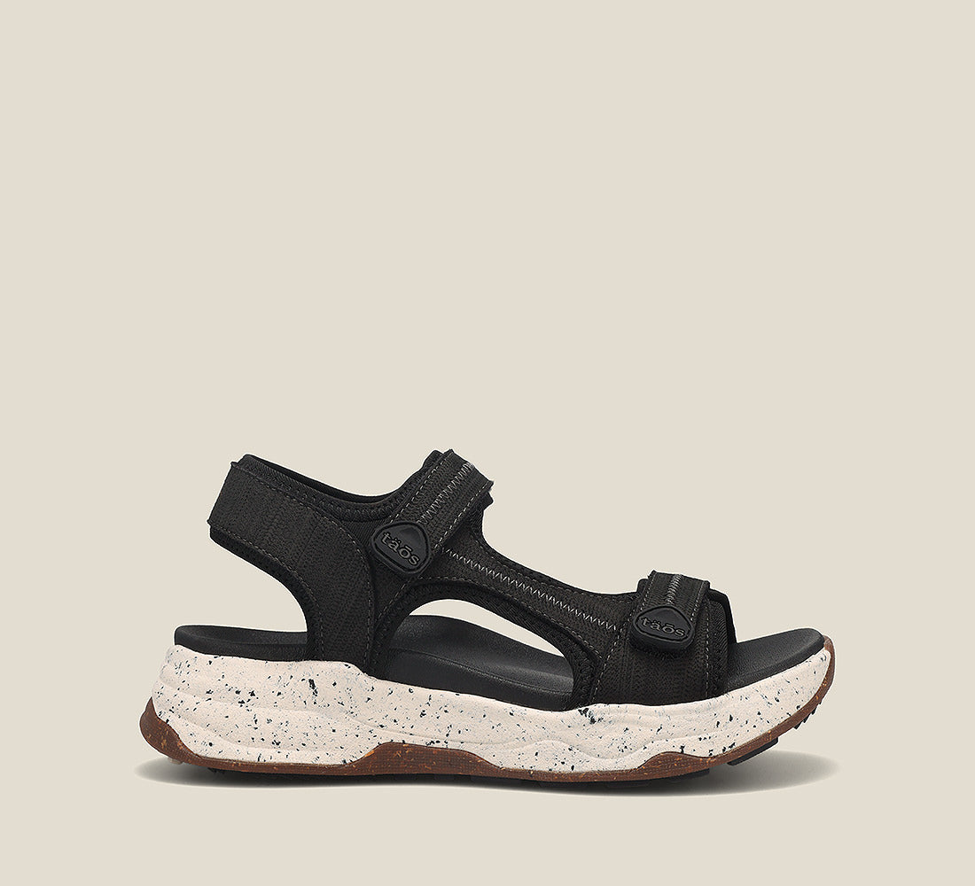 Side angle image of Taos Footwear Super Side Black Emboss Size 9