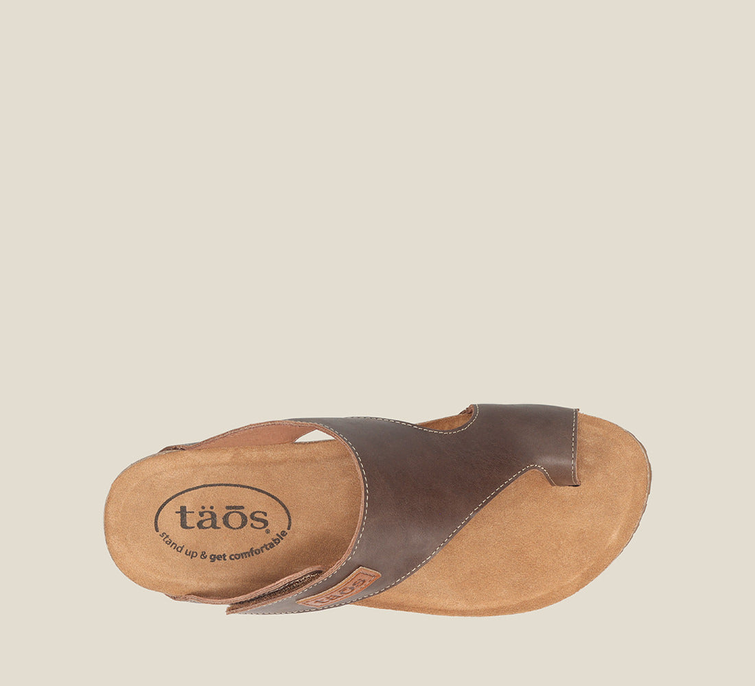 Top angle image of Taos Footwear Loop Mocha Size 38