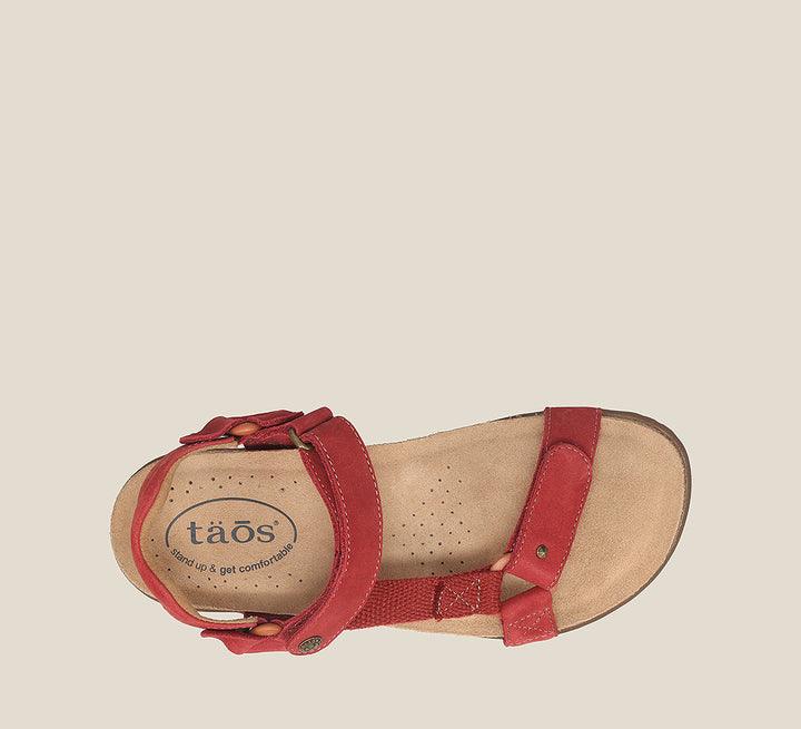 Top down image of Taos Footwear Mixer Red Nubuck Size 8