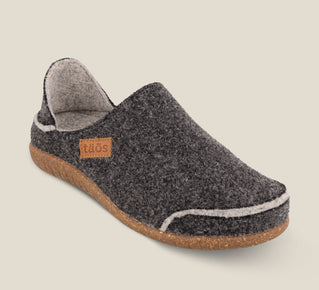 Load image into Gallery viewer, &quot;Hero image of Convertawool Charcoal Wool slip on with back, wool lined, featuring a removable footbed &amp; TR outsole - size 36&quot;

