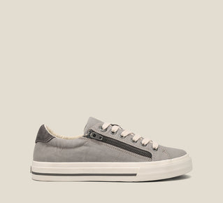 Load image into Gallery viewer, Side image of Z Soul  Canvas lace up sneaker featuring an outside zipper
