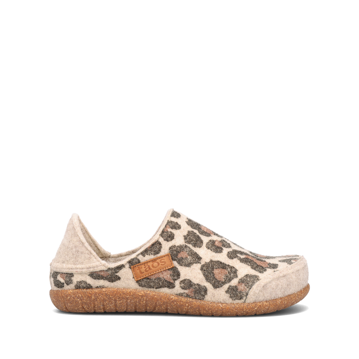 Side angle image of Taos Footwear Convertawool Stone Leopard Wool Size 36
