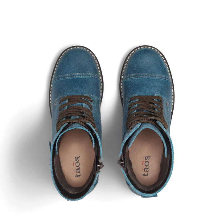 Top down Image of Crave Petrol Blue Ruff Out Size 39