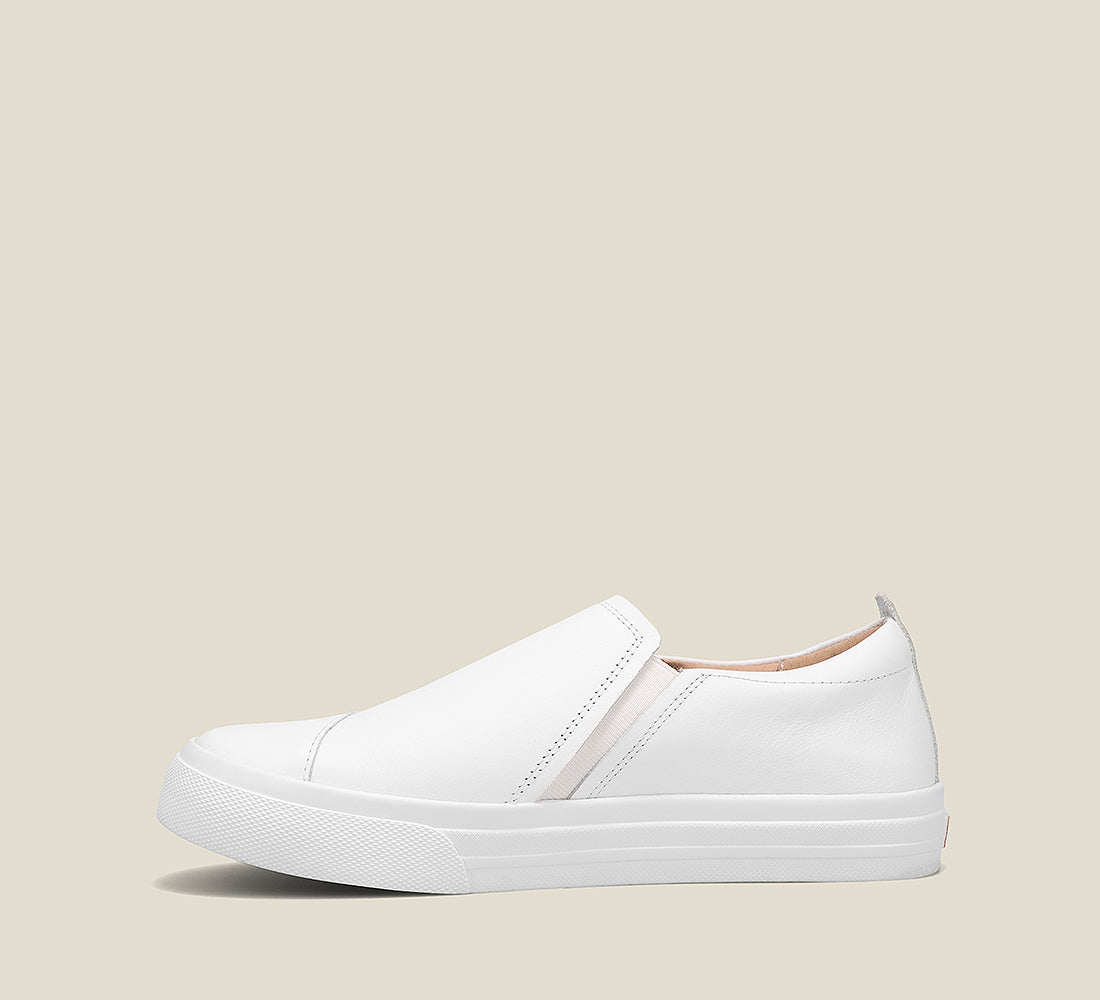 Side angle image of Taos Footwear Twin Gore Lux White Size 6
