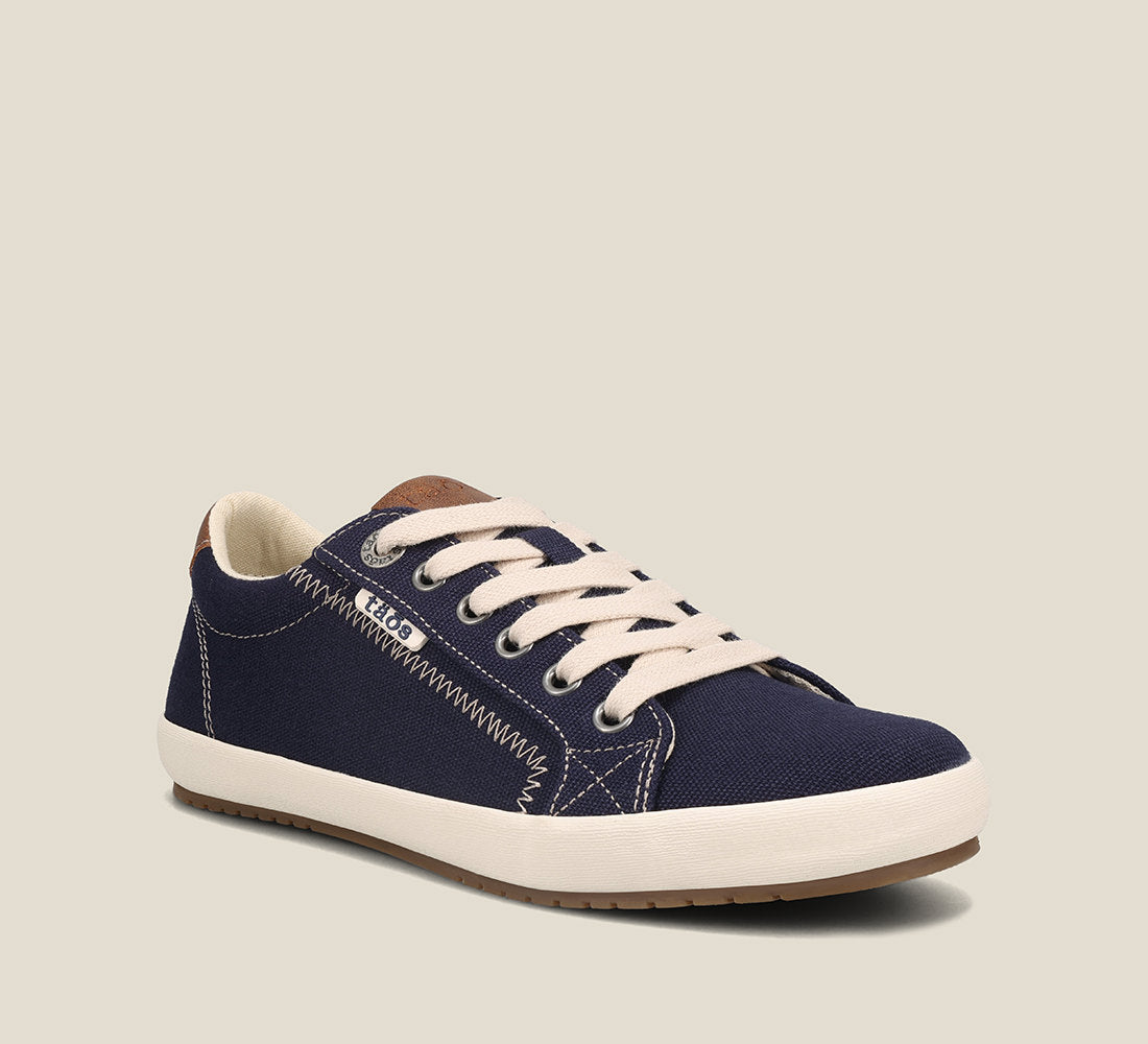 Hero image of Star Burst Navy/Tan Canvas sneaker withÃ‚Â fabricatedÃ‚Â leather trim,polyurethane removable footbed with rubber outsole 6