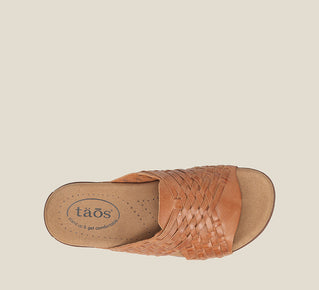 Load image into Gallery viewer, Top down image of Taos Footwear Guru Honey Size 6
