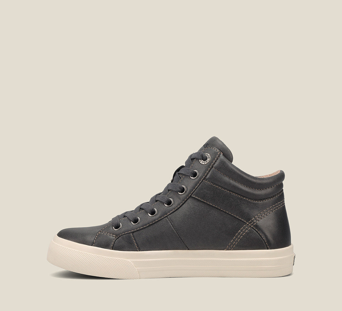Instep of Winner Steel High top leather sneaker featuring lace up adjustability & an outside zipper and removable footbed with rubber outsole 6