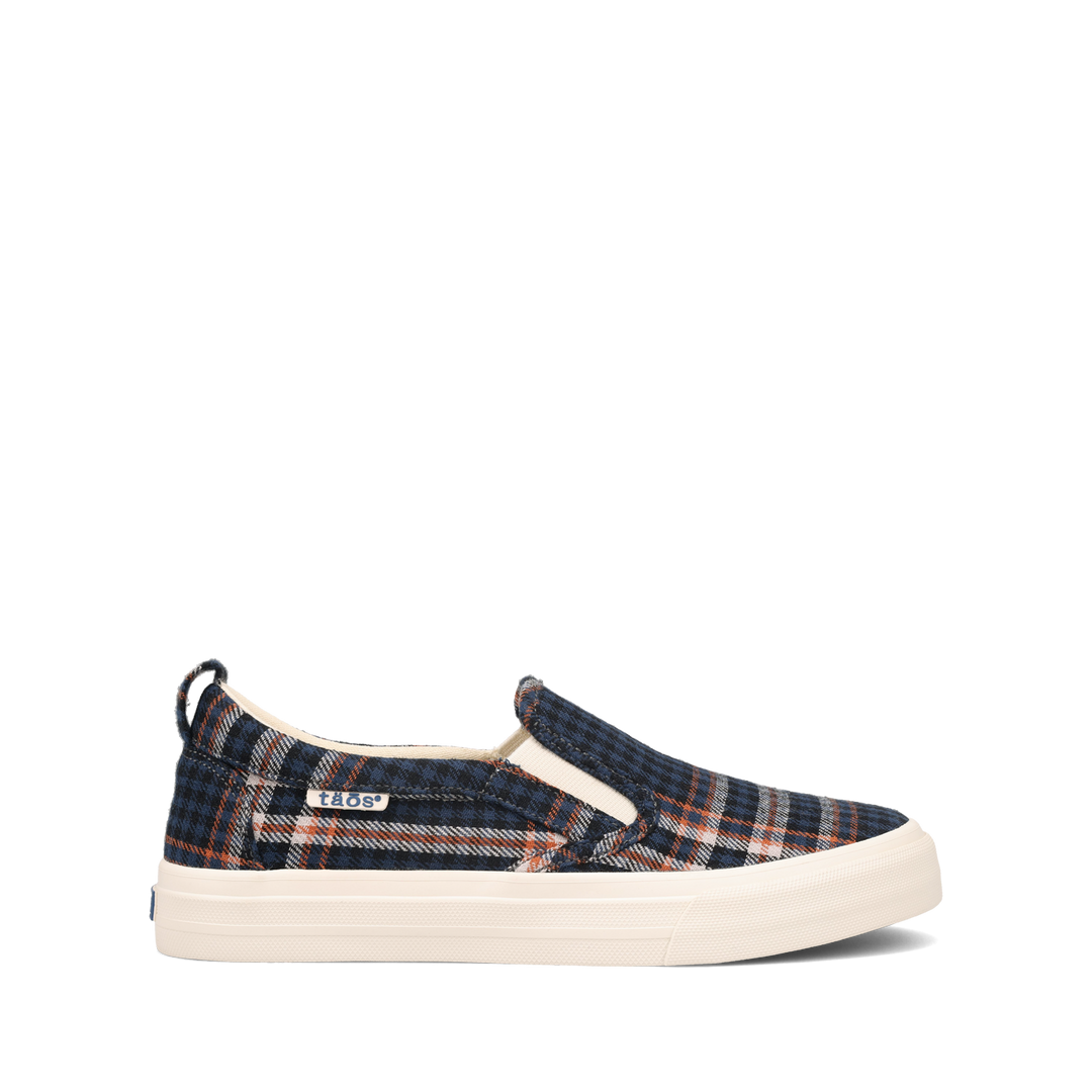 Side angle image of Taos Footwear Rubber Soul Blue Plaid Size 6