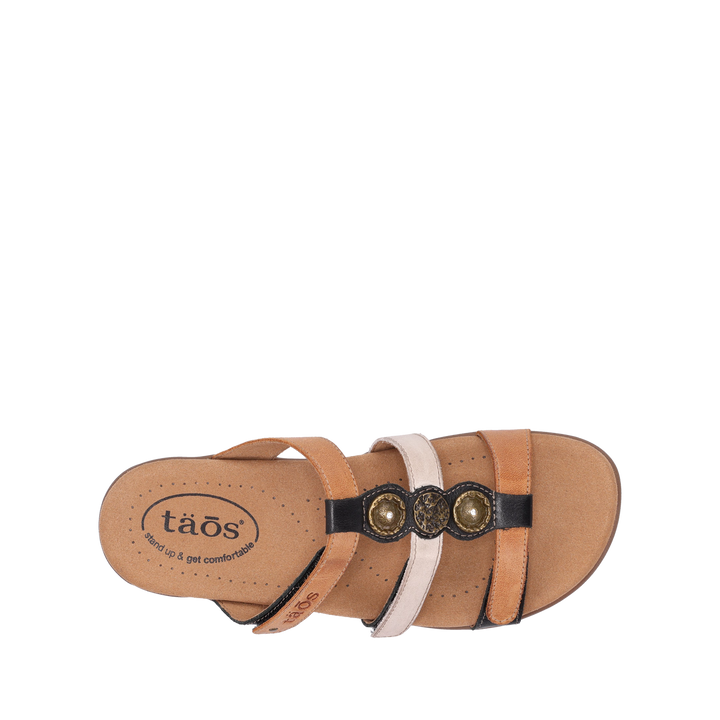 Top down image of Taos Footwear Prize 4 Tan Multi Size 6