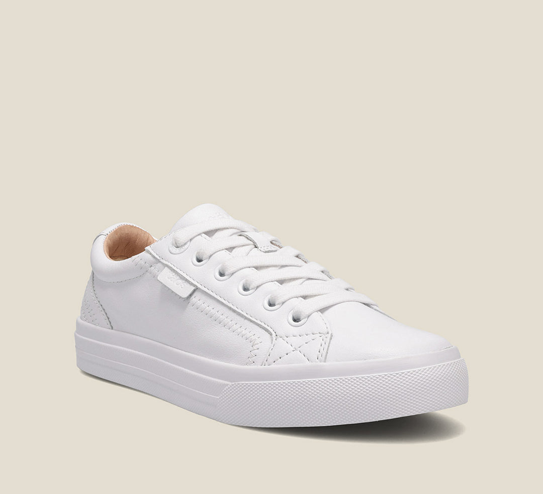 Hero image of Plim Soul Lux White Leather leather sneaker featuring a polyurethane removable footbed with rubber outsole 6