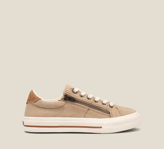 Load image into Gallery viewer, &quot;Instep of Z Soul Tan Golden Tan Distressed Canvas lace up sneaker featuring an outside zipper
