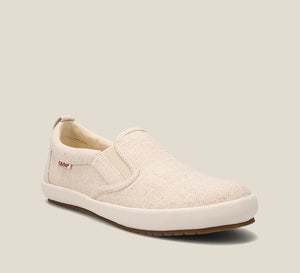 Hero image of Dandy Natural Hemp slip on sneaker featuring hemp upper material and removable footbed with rubber outsole.