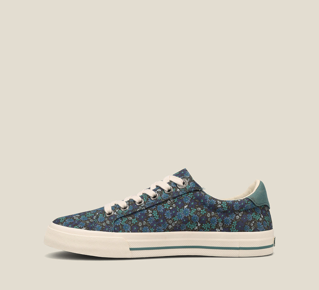 Instep of Z Soul Teal Floral Multi Canvas lace up sneaker featuring an outside zipper,polyurethane removable footbed with rubber outsole 6