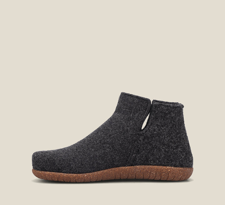 Instep of Good Wool Charcoal Short wool pull on bootie, wool lined, with a removable footbed &TR outsole 36