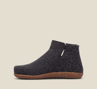 Load image into Gallery viewer, Instep of Good Wool Charcoal Short wool pull on bootie, wool lined, with a removable footbed &amp;TR outsole 36
