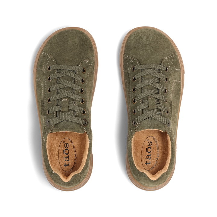 Top down image of Champ Moss Green Suede Size 6