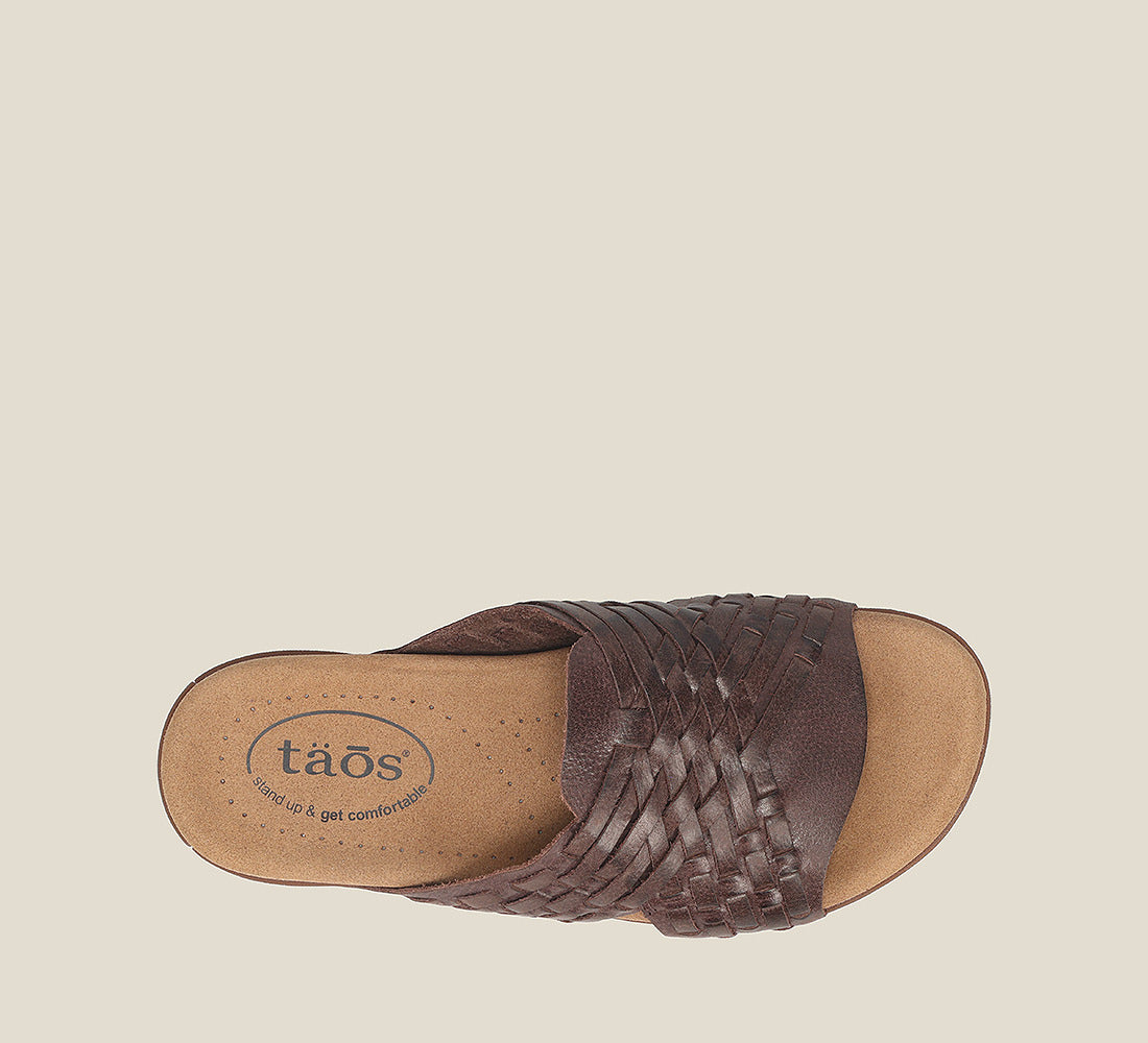 Top down image of Taos Footwear Guru Chocolate Size 9