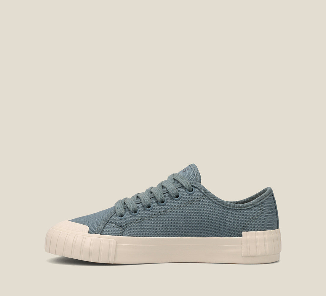 side image of One Vision Clay cotton lace up sneaker with rubber outsole