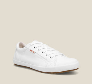 Hero image of Star White/White Canvas sneaker with laces,polyurethane removable footbed with rubber outsole 5