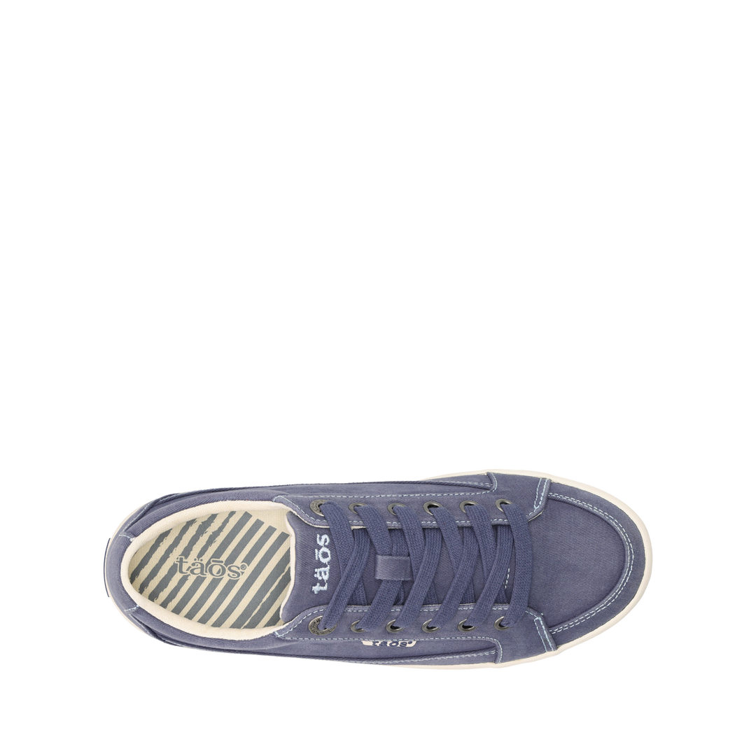Top down image of Taos Footwear Moc Star 2 Indigo Distressed Size 6