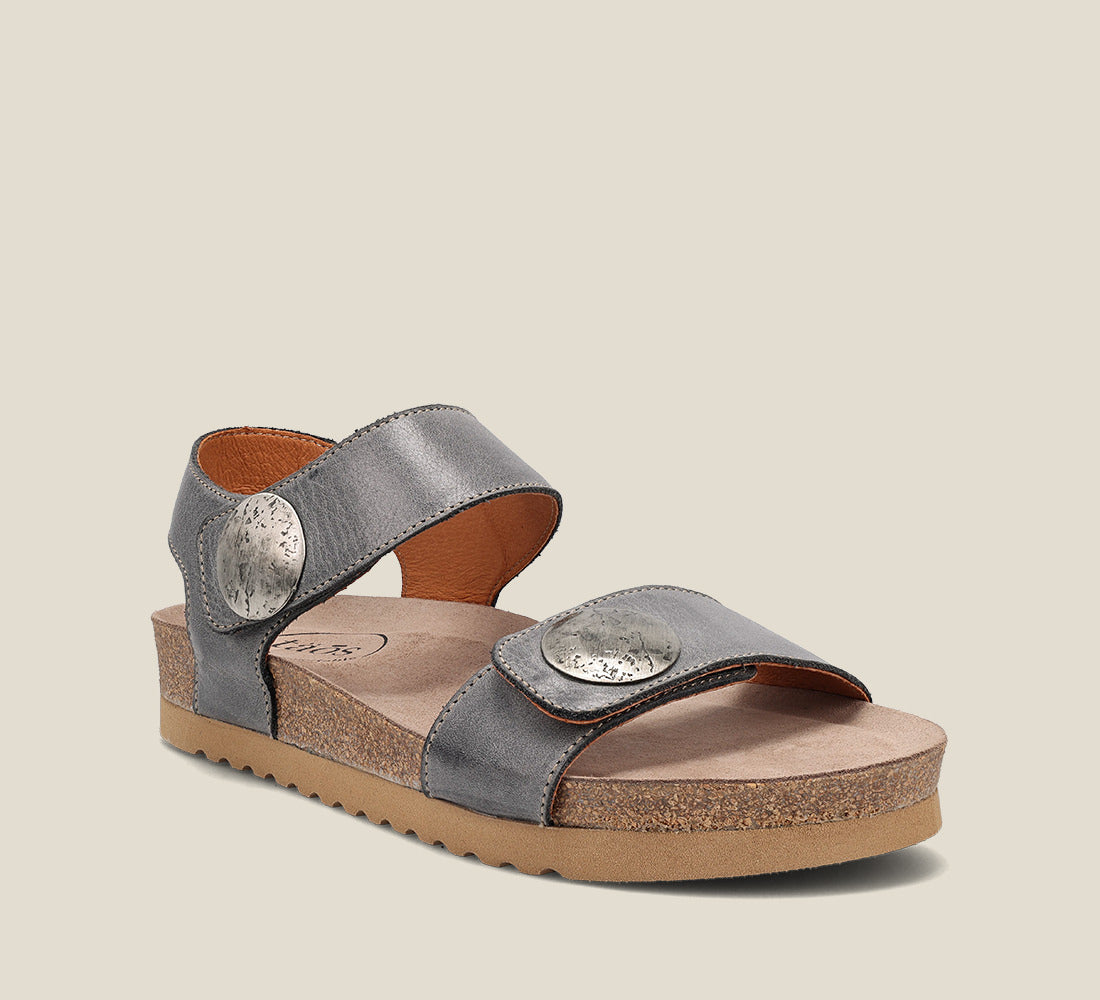 Hero image of Luckie steel leather sandal with adjustable closure and rubber outsole - size 37