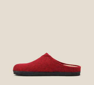 Load image into Gallery viewer, &quot;Side image of Wooled Class Red clog with featuring a removable footbed with arch &amp; metatarsal support, &amp; TR outsole.&quot;
