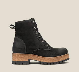 Load image into Gallery viewer, Side image of MainStreet Black Rugged boots with laces and rubber outsole
