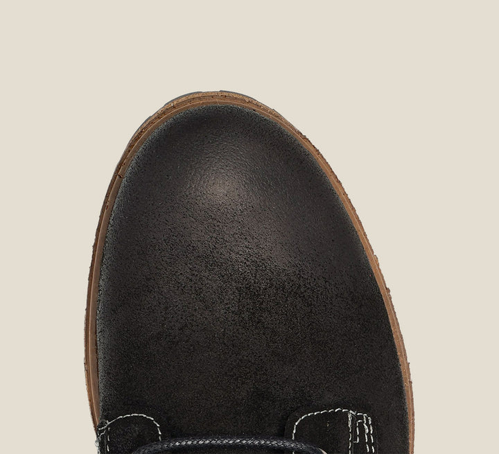 top image of MainStreet Black Rugged boots with laces and rubber outsole