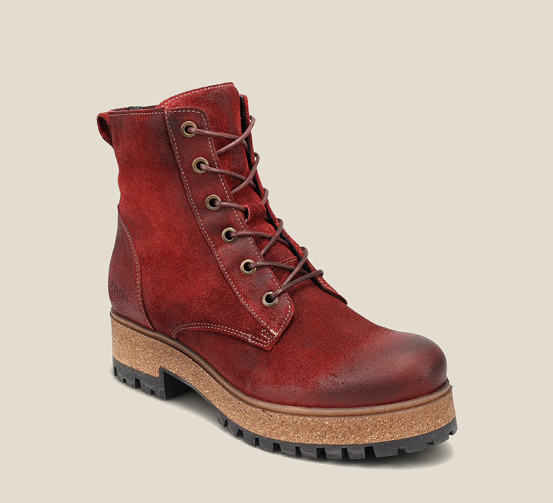 Hero image of MainStreet Garnet Rugged boots with laces and rubber outsole.