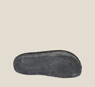Load image into Gallery viewer, &quot;Outsole image of Wooled Class Charcoal clog with featuring a removable footbed with arch &amp; metatarsal support, &amp; TR outsole.&quot;
