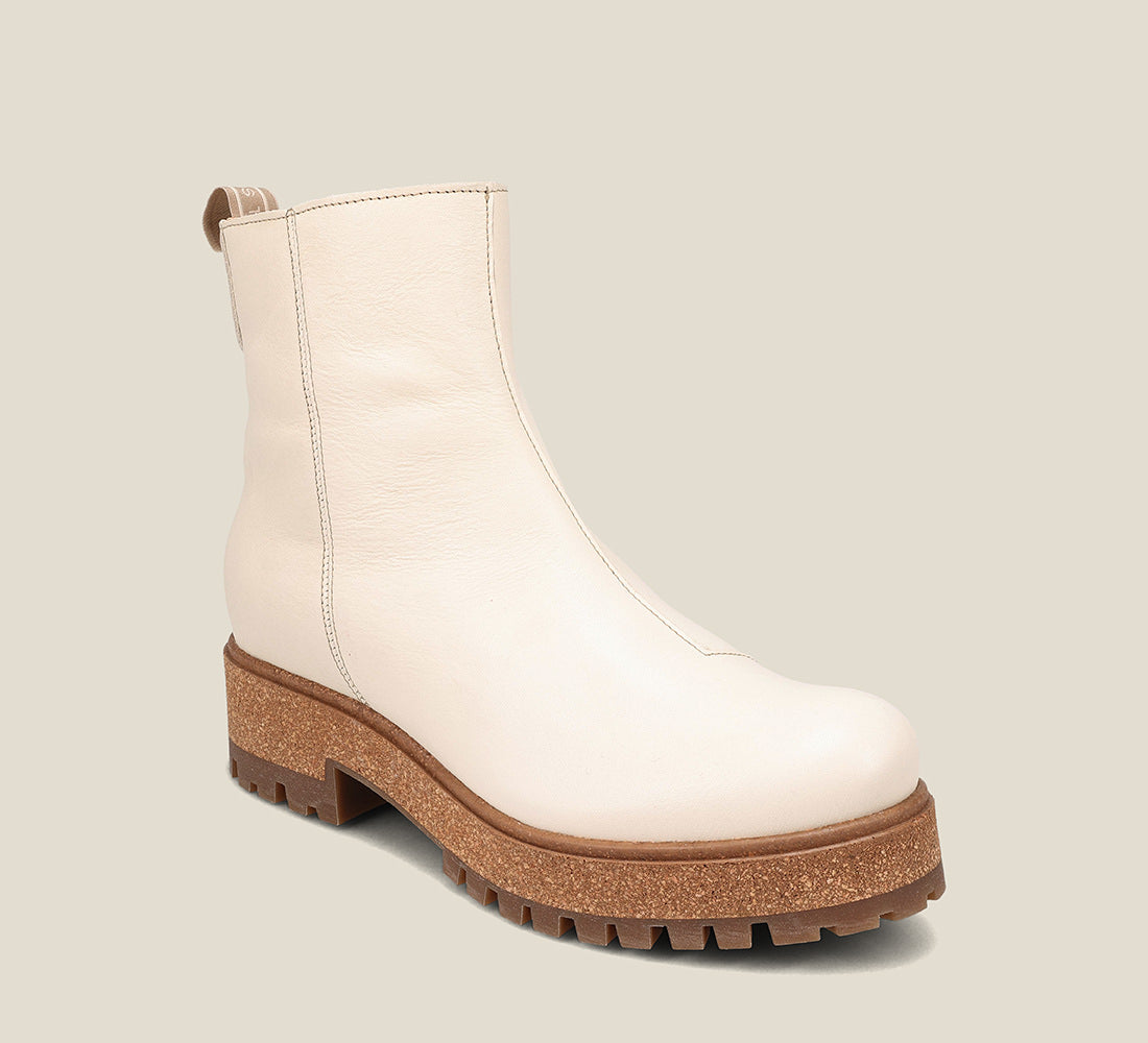 Hero image of Downtown Eggshell boots with laces and rubber outsole.