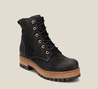 Load image into Gallery viewer, Hero image of MainStreet Black Rugged boots with laces and rubber outsole.
