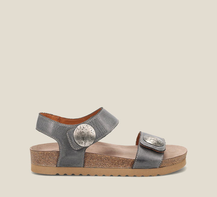 Hero image of Luckie steel leather sandal with adjustable closure and rubber outsole - size 37
