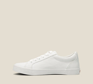 Load image into Gallery viewer, Inside angle of Starsky White Canvas Men&#39;s canvas lace up sneaker featuring a Curves &amp; Pods removable footbed with Soft Support and rubber outsole.
