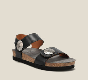 Hero image of Luckie black leather sandal with adjustable closure and rubber outsole - size 36
