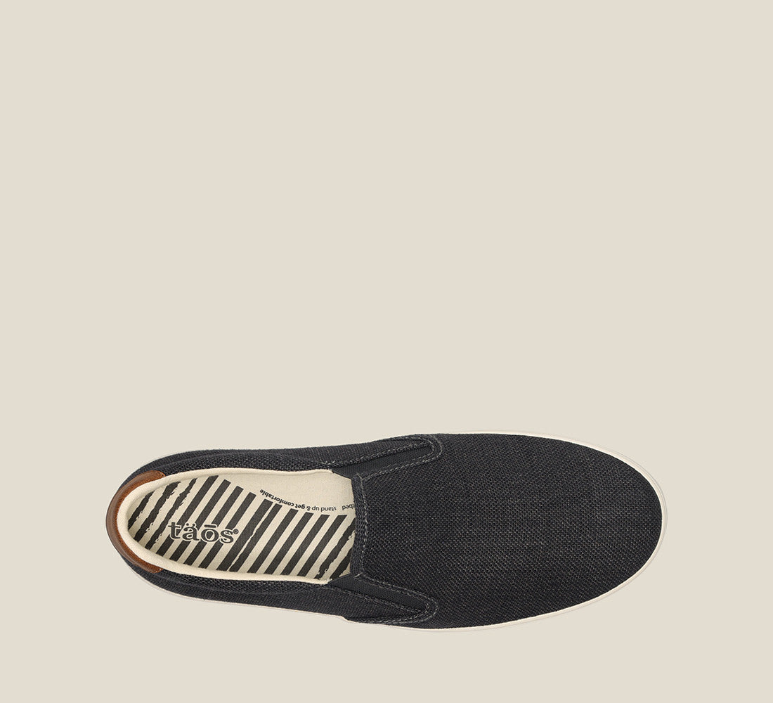 Top down image of Hutch canvas sneaker featuring a polyurethane removable footbed with rubber outsole