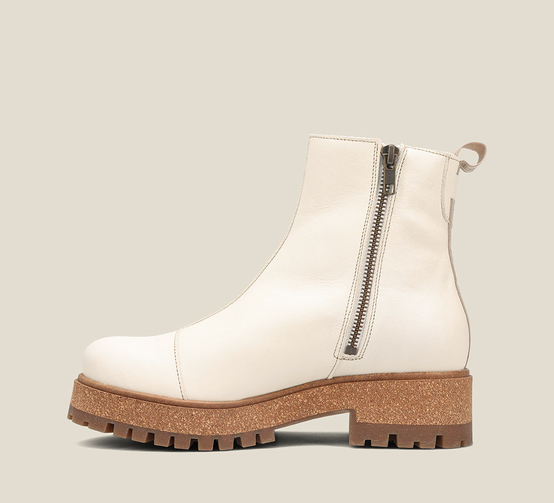 outside image of Downtown Eggshell boots with laces and rubber outsole