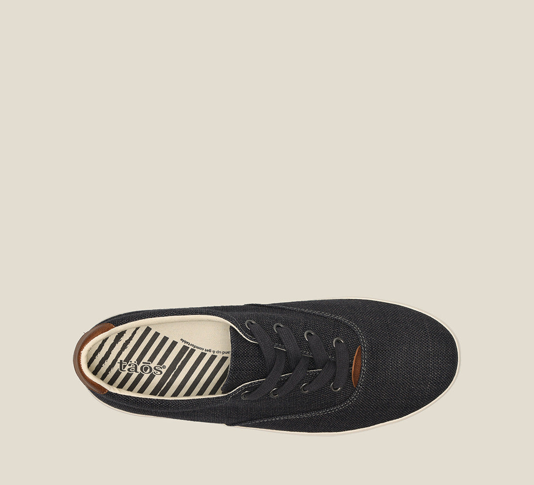 Top down image of Ballentine canvas sneaker featuring a polyurethane removable footbed with rubber outsole