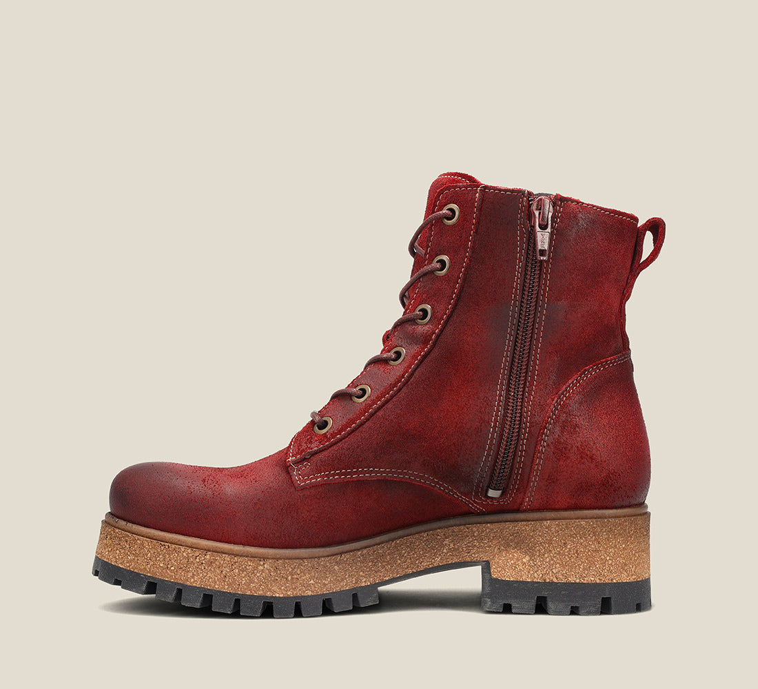 outside image of MainStreet Garnet Rugged boots with laces and rubber outsole