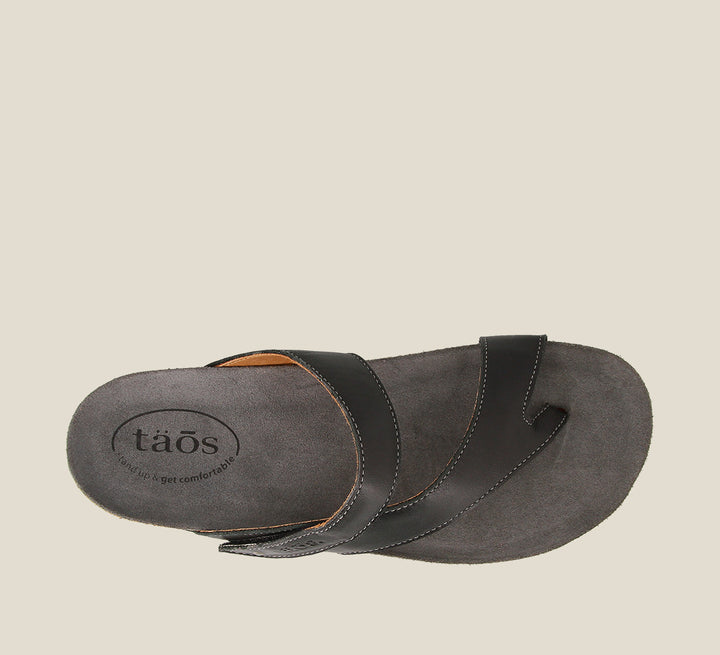 Hero image of Lola black leather sandal with adjustable closure and rubber outsole - size 40